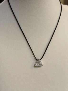 SWAROVSKI Crystal Trilliant Cut Design Rope Chain Silver Extender 18 in AUTH
